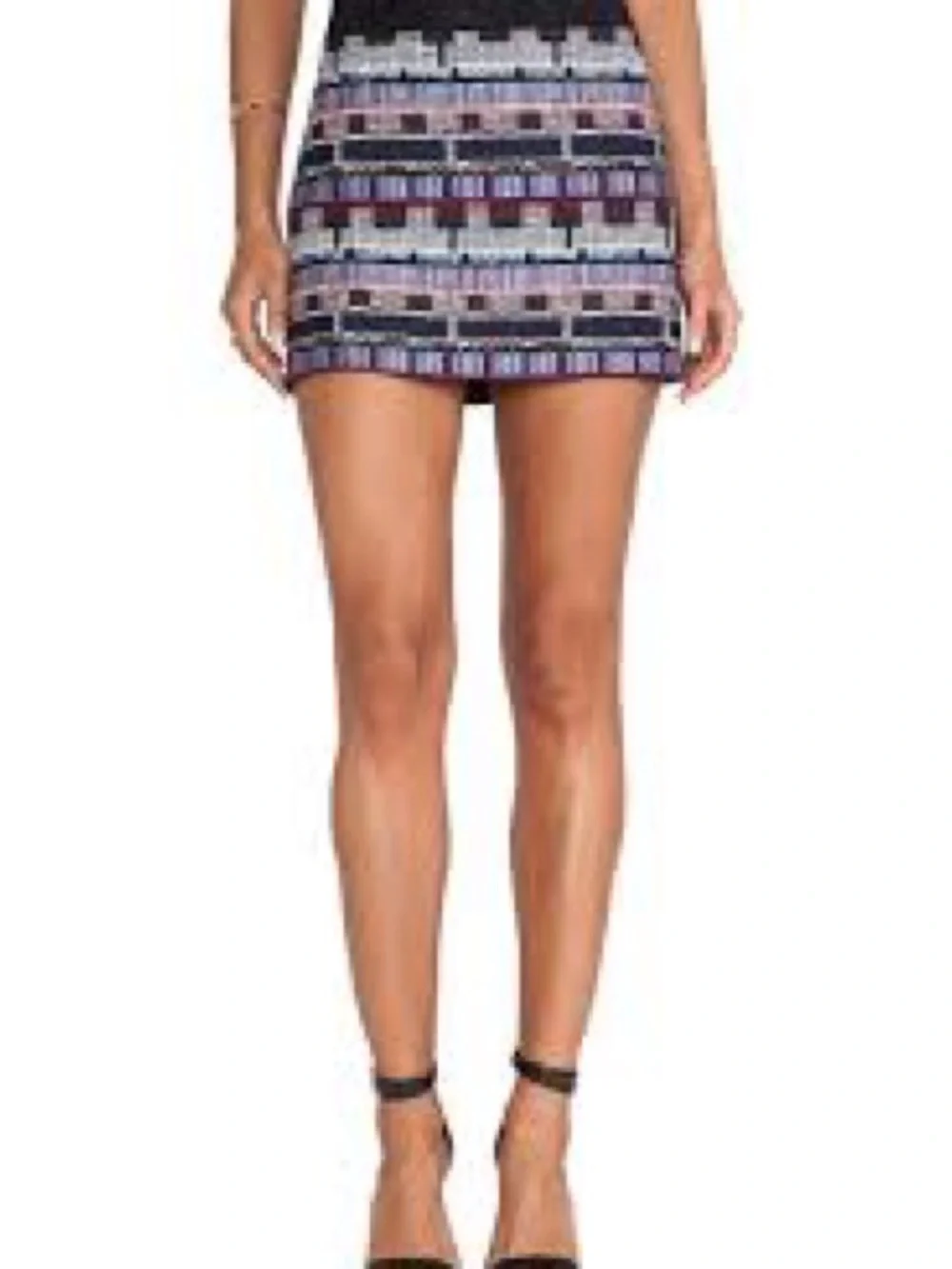 Milly Navy and red Geo Stripe Mini Skirt